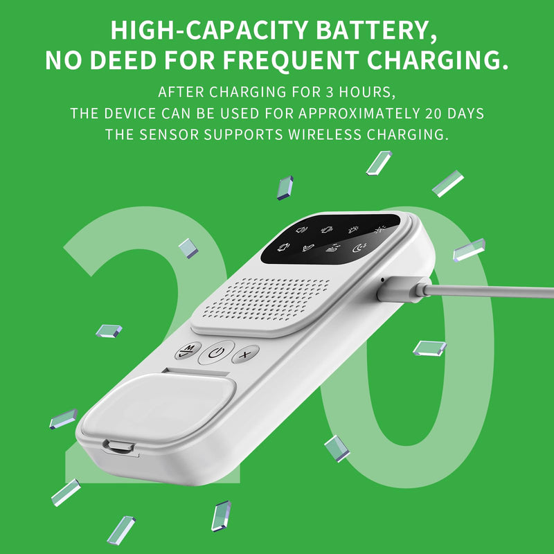 [Australia] - Wireless Bedwetting Alarm for Boys and Girls ‚Äì USB-C Rechargeable, Loud Alarm & Strong Vibration, High Sensitivity Sensor for Nighttime Potty Training, Kids Pee for Bedwetting Solutions White 