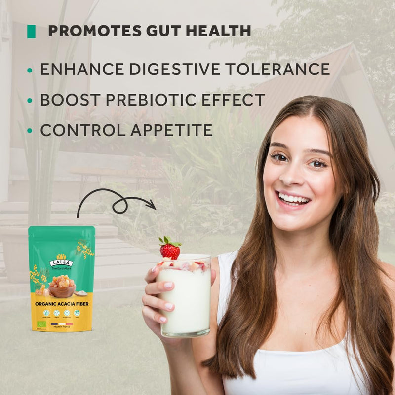LALEA Organic Acacia Fibre Powder 150 g – Prebiotic Fibre Supplement, 90% Soluble Fibre from Acacia Gum (Gum Arabic) – Gut Health, Digestive Support – Vegan, Keto, Gluten-Free