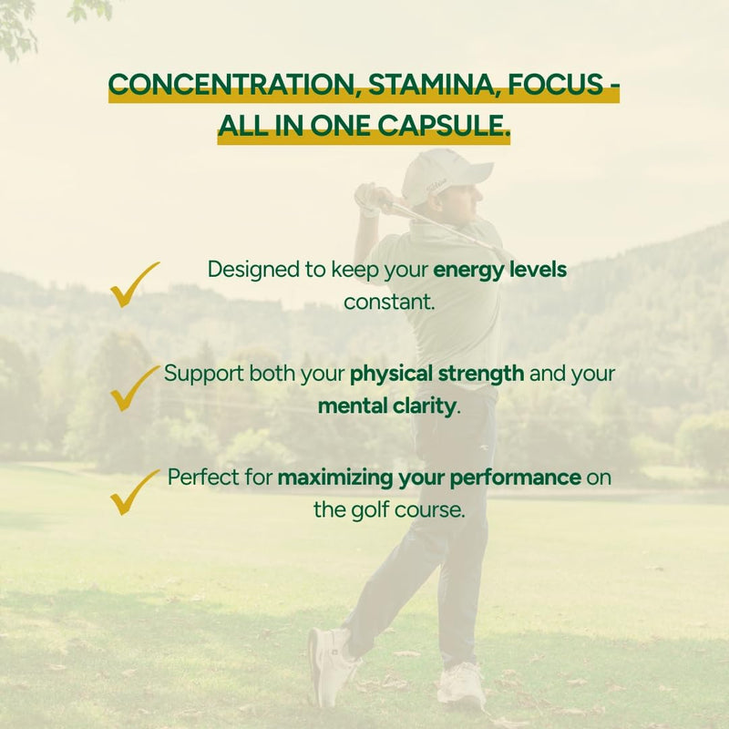 Hi1 GOLF Energy & Endurance – Golf Supplement, Stronger Swings, Faster Recovery Supports Energy, Stamina & Mental Focus with Ginseng, Green Tea & Guarana Extract, Magnesium, Vitamin B6 & B12-60Caps