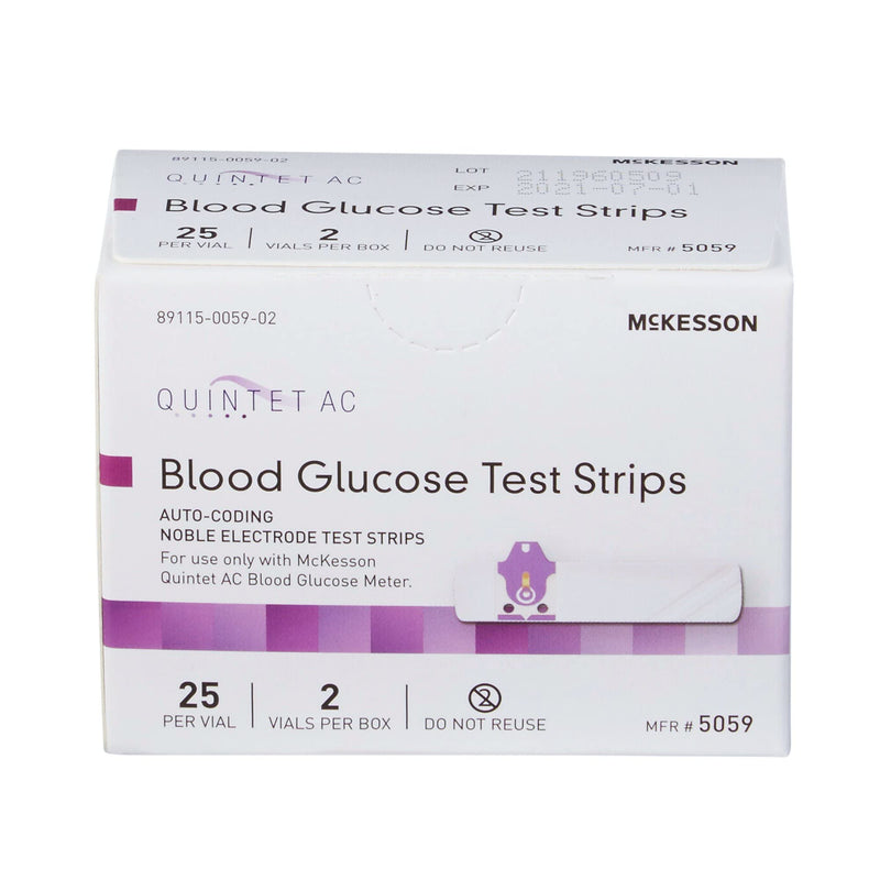 [Australia] - McKesson Quintet AC Blood Glucose Test Strips - Auto Coding, Noble Electrode Strips, for Self-Testing and Point-of-Care Testing of Whole Blood Glucose, 50 Strips, 1 Pack 25 Count (Pack of 2) 
