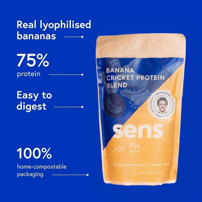 SENS Protein Powder x Adam Ondra, All-Natural Protein Powder, Protein Powder Without Lactose, Cricket Protein Shake with Insect Protein (455g, Banana) 455g