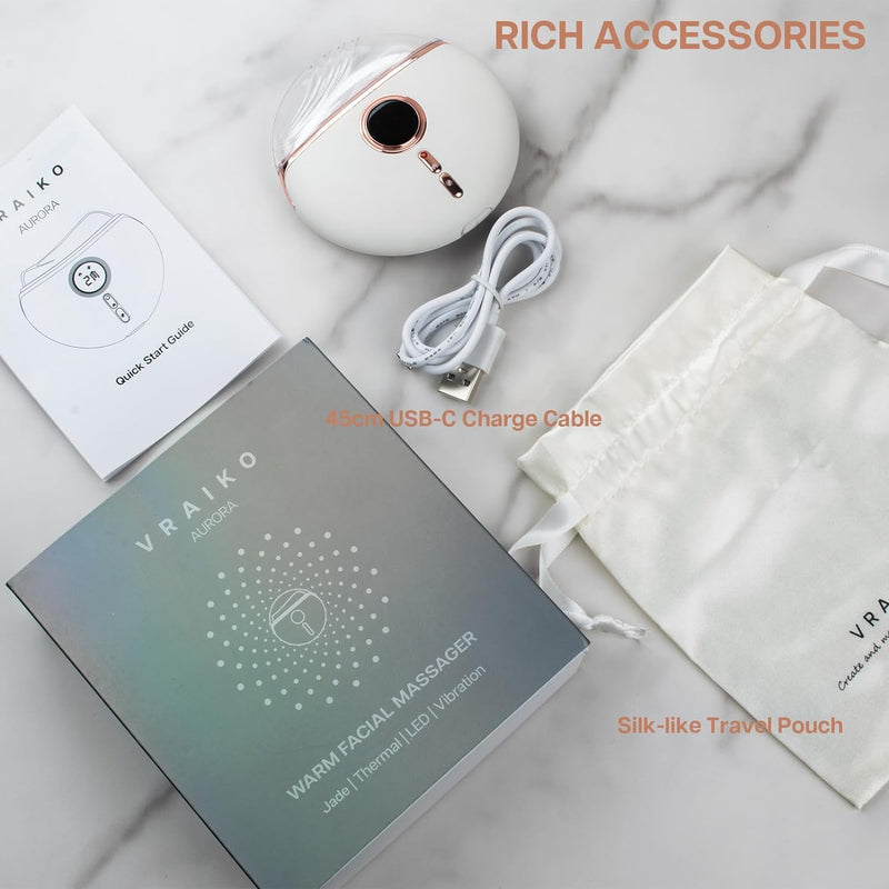 VRAIKO Electric Gua Sha Device, Gua Sha Facial Tools with Heat and Vibration, Gua Sha Face Massager for Lymphatic Drainage, Lift, Puffiness, Rejuvenation Natural Glow (White)