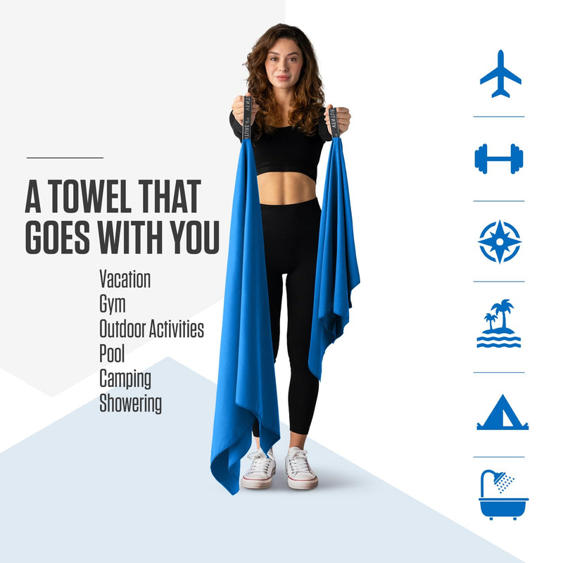 VENTURE 4TH Travel Toiletry Bag & Quick Dry Towel Set - Ideal Travel Bundle for Camping, Hiking, Backpacking and Business Trips - Size XL Travel Towel