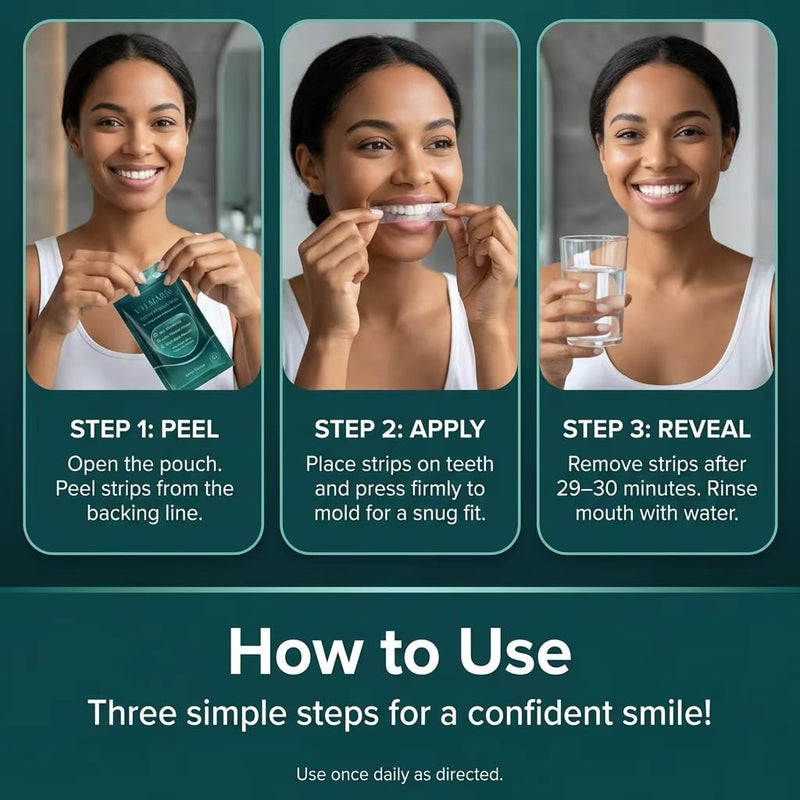 Premium Teeth Whitening Strips for Sensitive Teeth, 28 Strips, 14 Day At Home Stain Remover Pap Peroxide Free Non-Slip Dry Strips, Enamel Safe Whitening Kit, Winter Mint Flavor Winter 𝗠𝗶𝗻𝘁