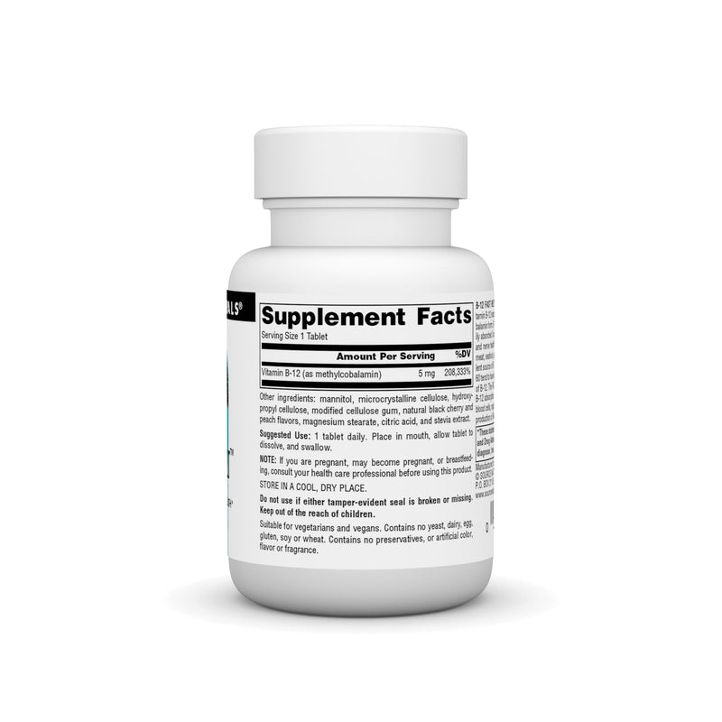 Source Naturals, Vitamin B-12, 5 mg - 30 Fast Melt Vegan Formula | Supports Energy Production