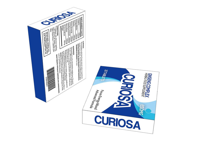 CURIOSA Blue 650mg | Stronger | Longer | Harder | Performance | Extra Strength Enhancing Pills, Stamina Endurance Booster Supplement Pills for Men | 10 Ginseng Tablets