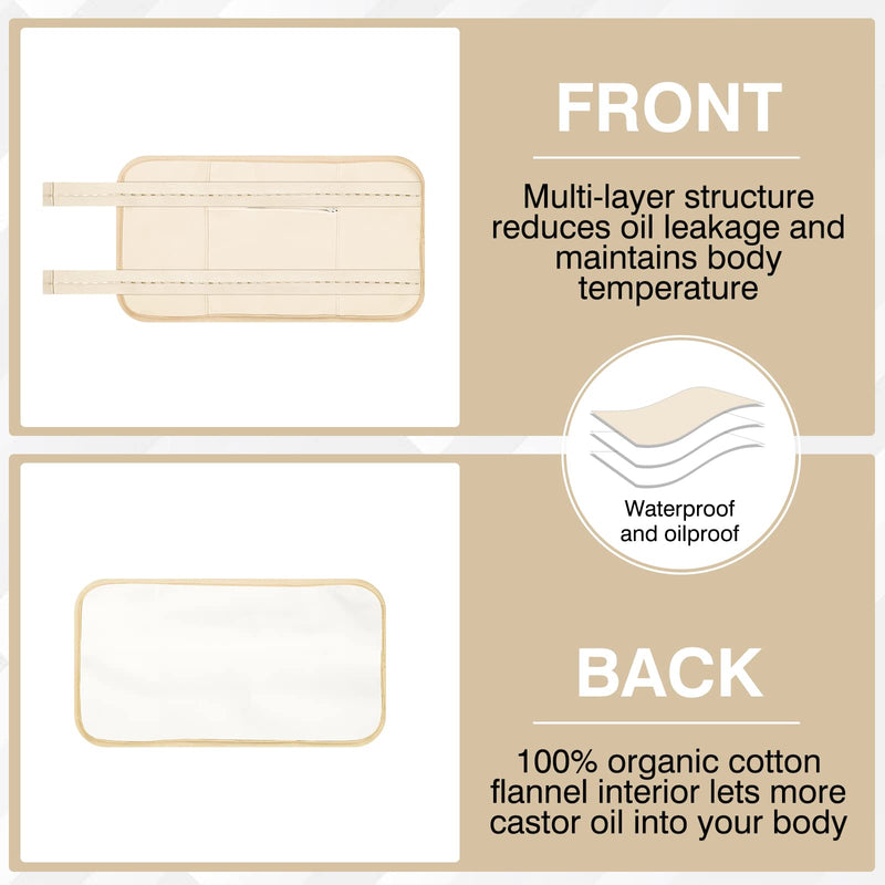 [Australia] - Castor Oil Pack, Adjustable Reusable Castor Oil Pack Wrap for Liver Detox,Less Mess, Elastic Strap Bamboo Cotton Machine Washable Anti Oil Leak Beige 