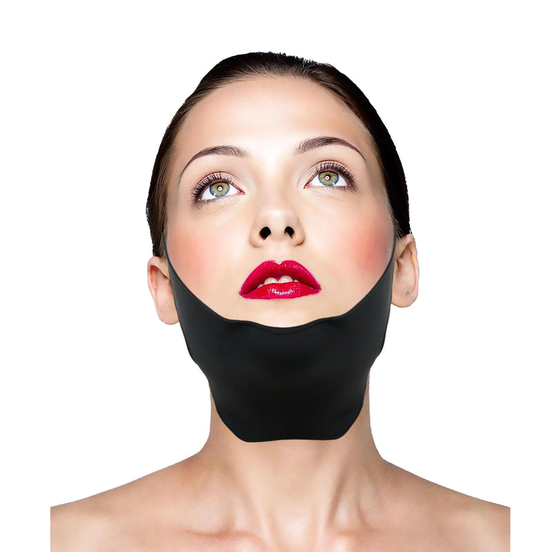 [Australia] - Post Surgical Chin Strap for Women，Anti Snoring Chin Strap，Chin Lipo Compression Garment，Lipo Post Chin Strap，Reusable Silicone Chin Strap (Black) Black 