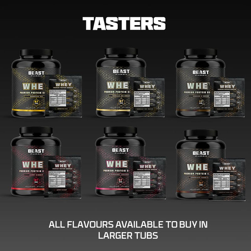 Beast | Protein Shaker Bottle + Whey Protein Powder Samples | 6 Sachets + 1000ml Shaker Gym Gift Set Sample Packs Sample Pack (6 Sachets + 1000ml Shaker)