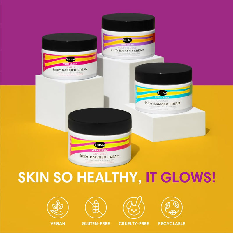 ShiKai Very Clean Moisturizing Body Barrier Cream (Vanilla, 4.5 oz) | Hydrating Barrier for the Skin | With Niacinamide, Ceramides, Shea Butter Vanilla