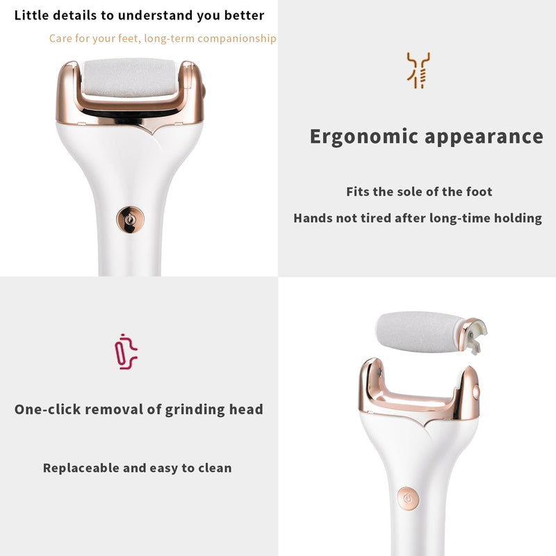 [Australia] - Electric Foot Callus Remover, Waterproof Rechargeable Pedicure Tool Foot Scrubber, Wet & Dry Use, Effectively Removes Hard Skin & Calluses for Smooth Feet 