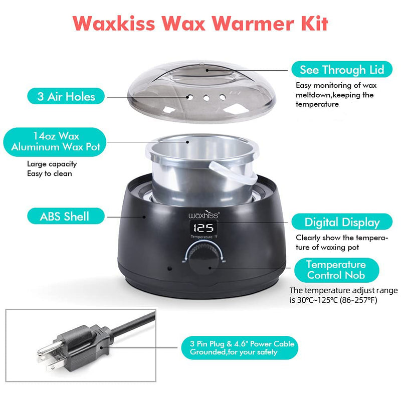 [Australia] - waxkiss Digital Hair Removal Warmer with See-Through Lid and 14oz Pot Black-1 