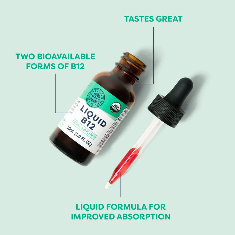 Vimergy Liquid Vitamin B12 Brain Function, 2500 mcg, Organic, 30 Servings | Brain Body Nourish*, Supports Oxygen and energy to the Brain*, Methylcobalamin & Adenosylcobalamin, Vegan, Non-GMO 1 Fl Oz (Pack of 1)