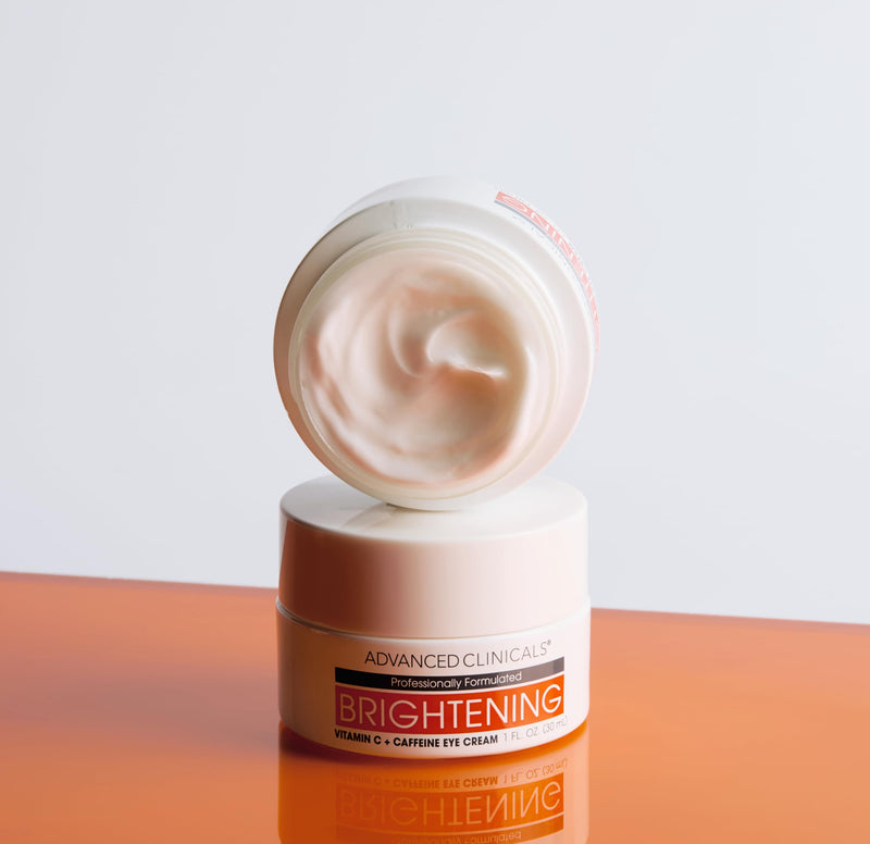 Advanced Clinicals Brightening Vitamin C + Caffeine Eye Cream For Dark Circles Treatment, Dark Spots, & Puffiness, Under Eye Face Moisturizer, 1 Fl Oz Brightening Vitamin C Eye Cream 1 Fl Oz (Pack of 1)