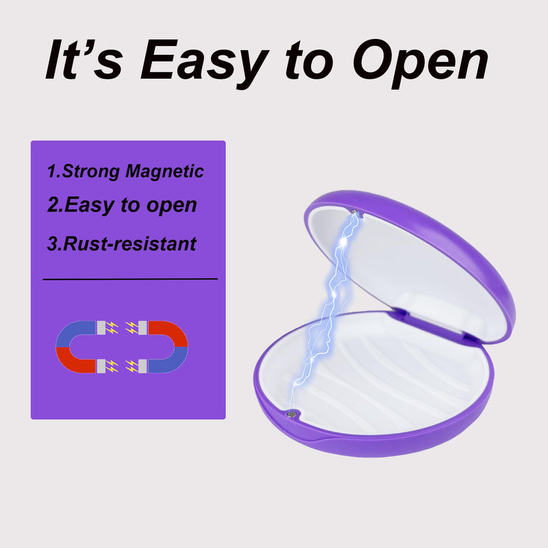 2 Pack Aligner and Retainer Case,Compatible with Invisalign,Mouthguard Case Kits, Portable Aligner Cases with Chew Remover Tool and Brush, Purple
