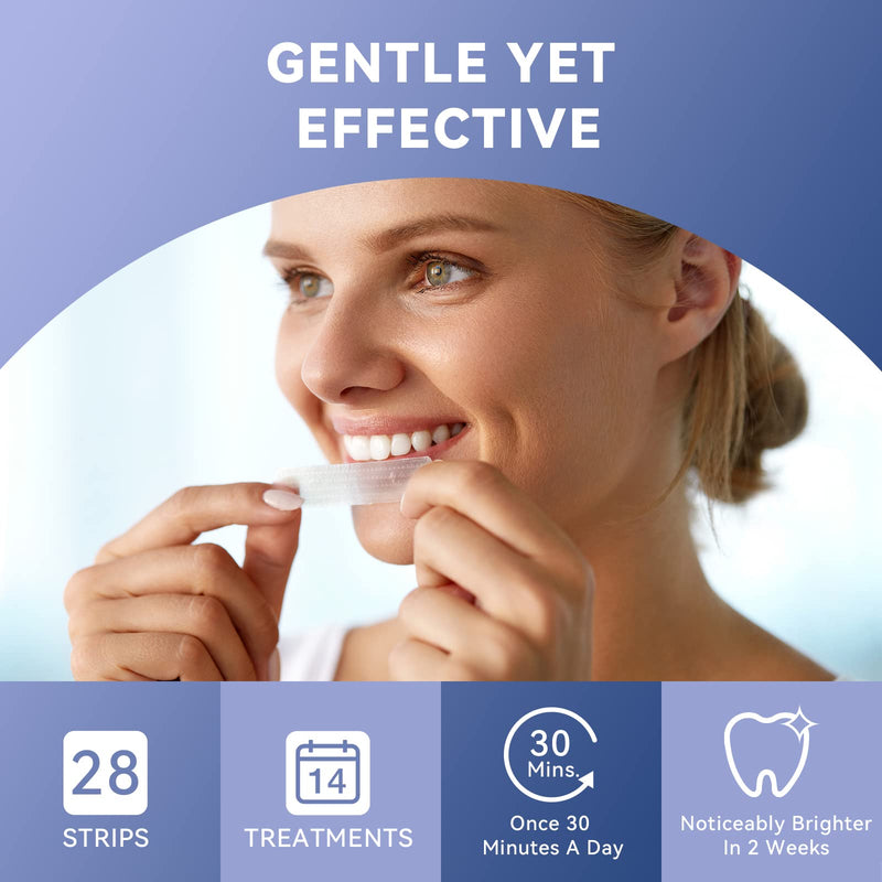 [Australia] - Teeth Whitening Strips for Sensitive Teeth, 28 Express White Strips, No Peroxide, No Slip, Professional Enamel Safe Teeth Whitening Kit for Remove Coffee Tea Smoking Stains, 14 Treatments Lemon 