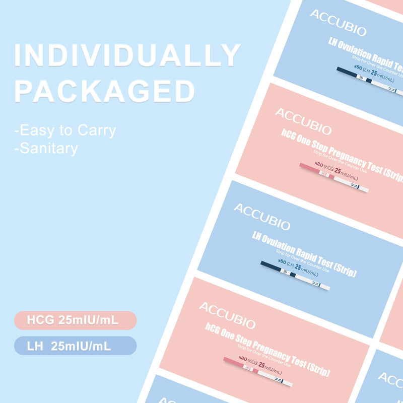 [Australia] - 50 Ovulation Test Strips and 20 Pregnancy Test Strips Combo Kit, Rapid Fertility Predictor Kit, Accurate Pregnancy Detection, LH Strips, 5mm Wider, with 70 Urine Cups (50LH+20HCG) 