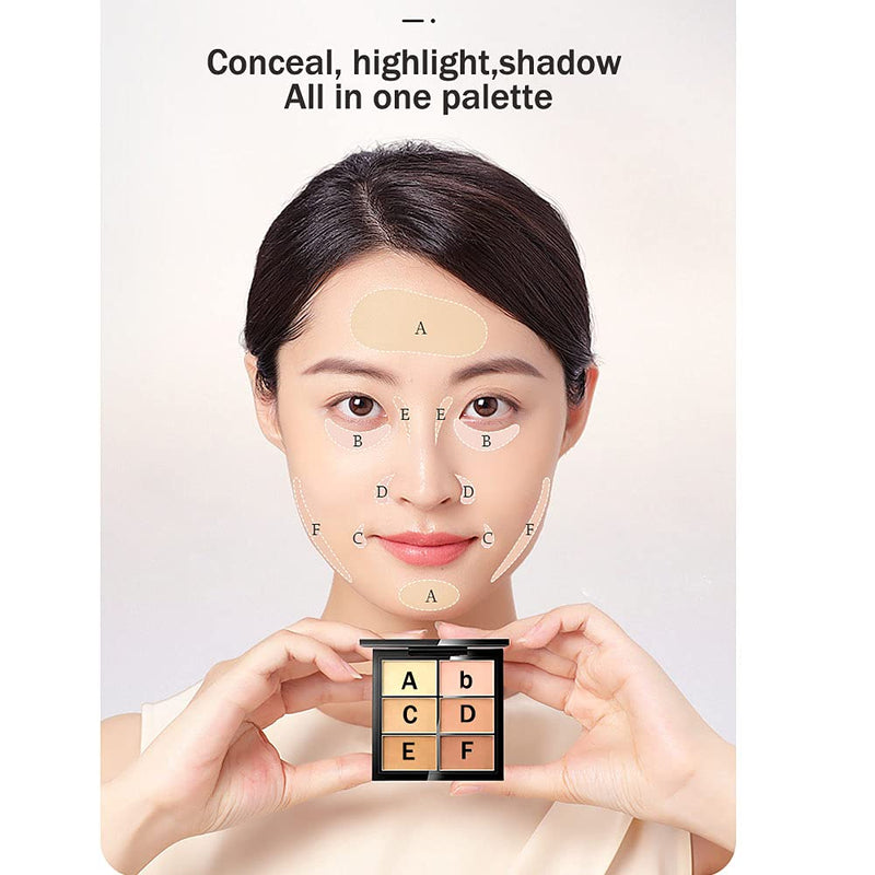 [Australia] - Concealer Palette 6 Shades Makeup Contour Palette Facial Camouflage Contour Full Coverage Foundation Cream Beauty Make up Concealer Kit (6 colors) 1 Count (Pack of 1) 6 colors 