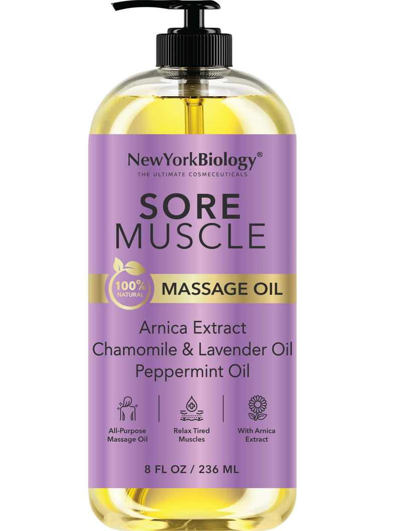 [Australia] - New York Biology Sore Muscle Massage Oil 8 Fl Oz ‚Äì Made with 100% Natural Oils ‚Äì Soothing Body Massage Oil - Absorbs Easily 8 Fl Oz (Pack of 1) 