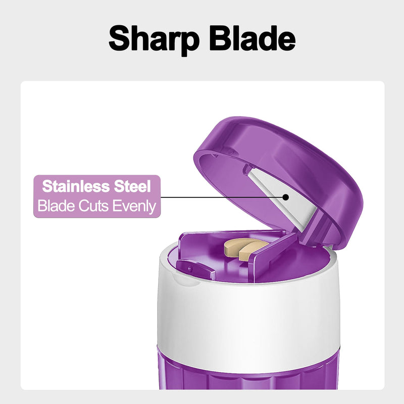 [Australia] - DUBSTAR 3-in-1 Pill Crusher Pill Grinder, Pill Crusher Fine Powder with Brush, Pill Crushers for Elderly with Pill Cutter and Storage, Pill Cutter Splitter for Small or Large Pills (Purple) Purple 