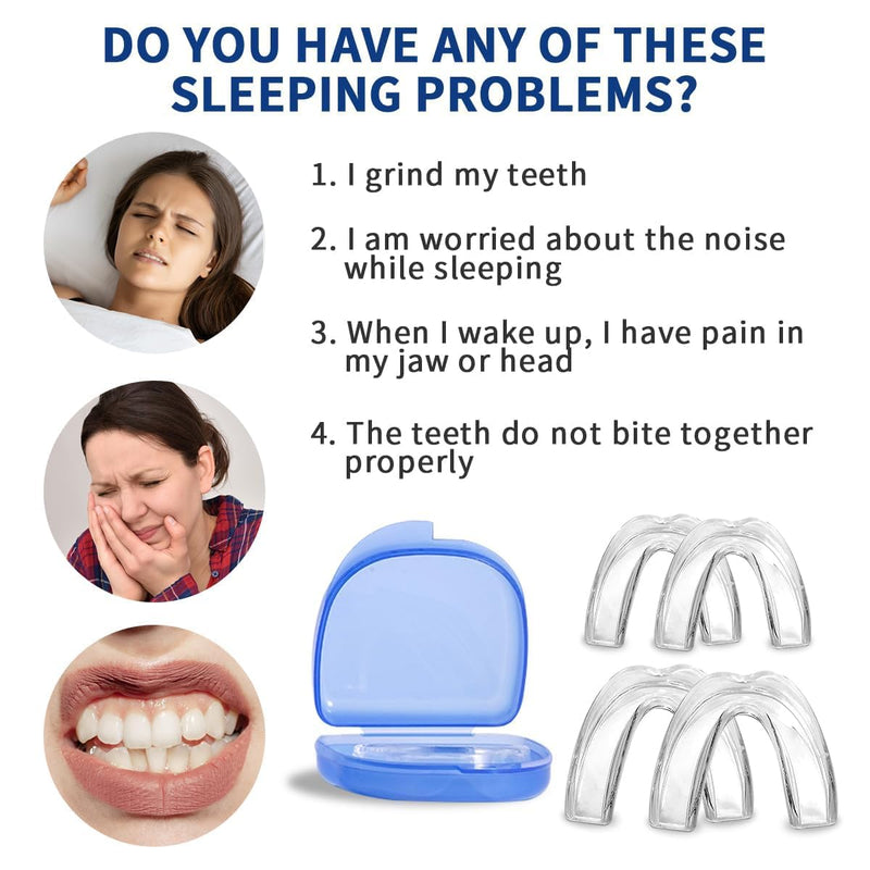 [Australia] - Mouth Guard for Grinding Teeth at Night,Mouthguards for Grinding of Teeth Protection for Teeth,Reusable Teeth Grinding,for Teeth Grinding, Night Guards for Teeth Grinding(4 Pack/Two Size) 