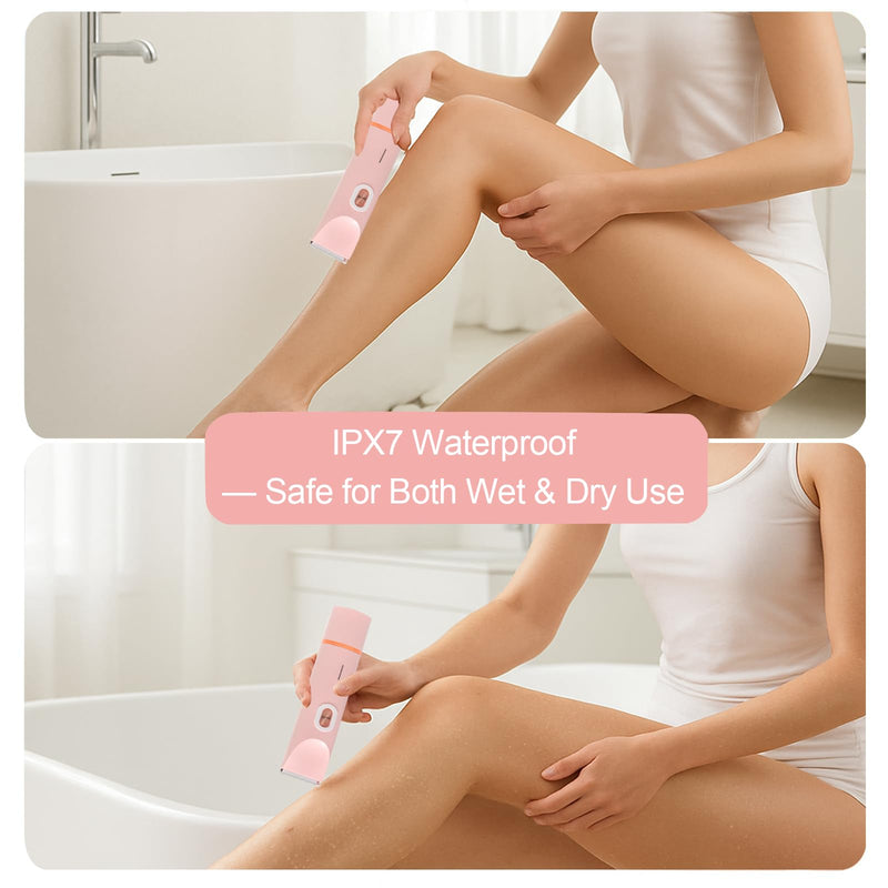 [Australia] - Bikini Trimmer for Women 2 in 1，Waterproof Bikini Trimmer，Rechargeable Cordless Electric Razors for Face Chin Pubic Underarm Legs，IPX7 Personal Trimmer Groomer for Body Hair，Pink 