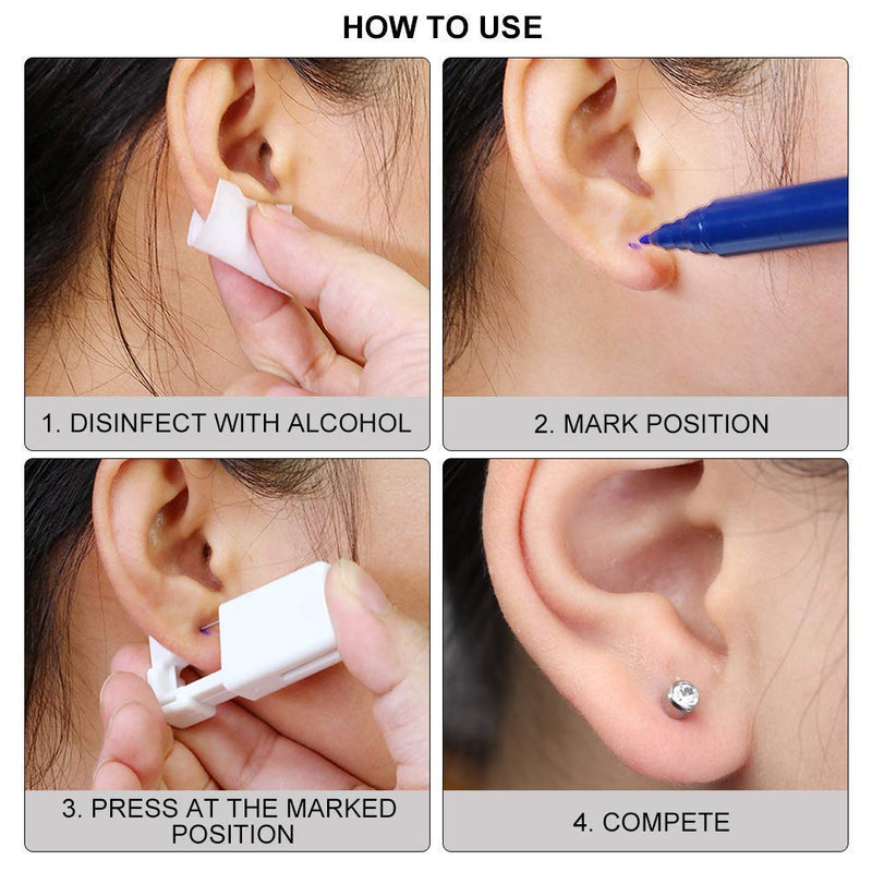 [Australia] - 12 Pack Self Ear Piercing Gun Kit, Disposable Self Ear Piercing Gun Kit with Earring Studs Safety Ear Piercing Gun Kit Tool (Silver) silver 