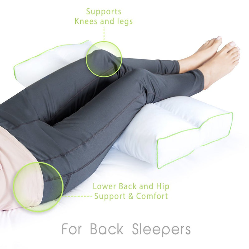 [Australia] - Sleep Yoga Leg Back Side Sleepers, Ergonomically Designed Down Alternative Pillow for Knee Support, Hypoallergenic & Washable, 26" x 13" x 3"/One Size, White 