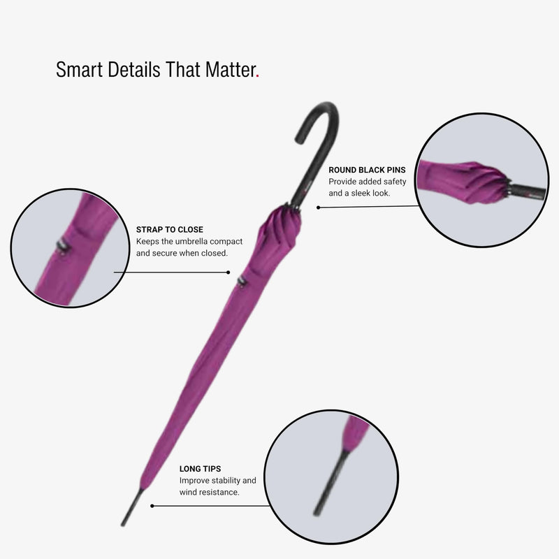 Knirps A.760 Curved Handle Automatic Rain Umbrella for Adults – 42" Canopy, Polyester Case Included Violet