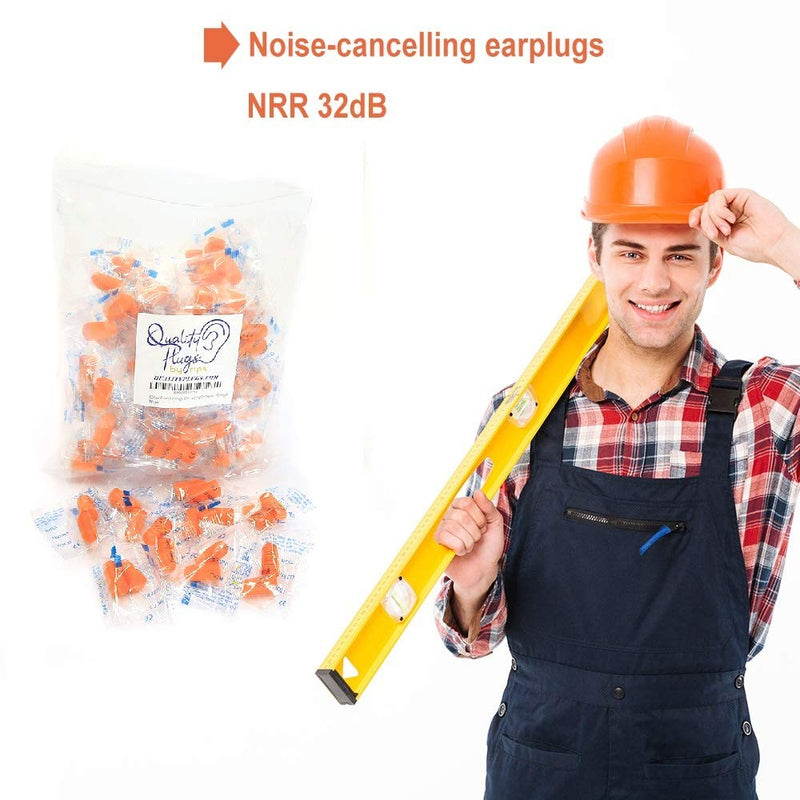 [Australia] - Quality Foam Earplugs 50 Pair- 32dB Noise Cancelling Disposable Individually Wrapped Packaged Bulk High Decibel Ear Plugs for Sleeping Travel Concert Shooting Hunting Study Work Construction Safety Orange 