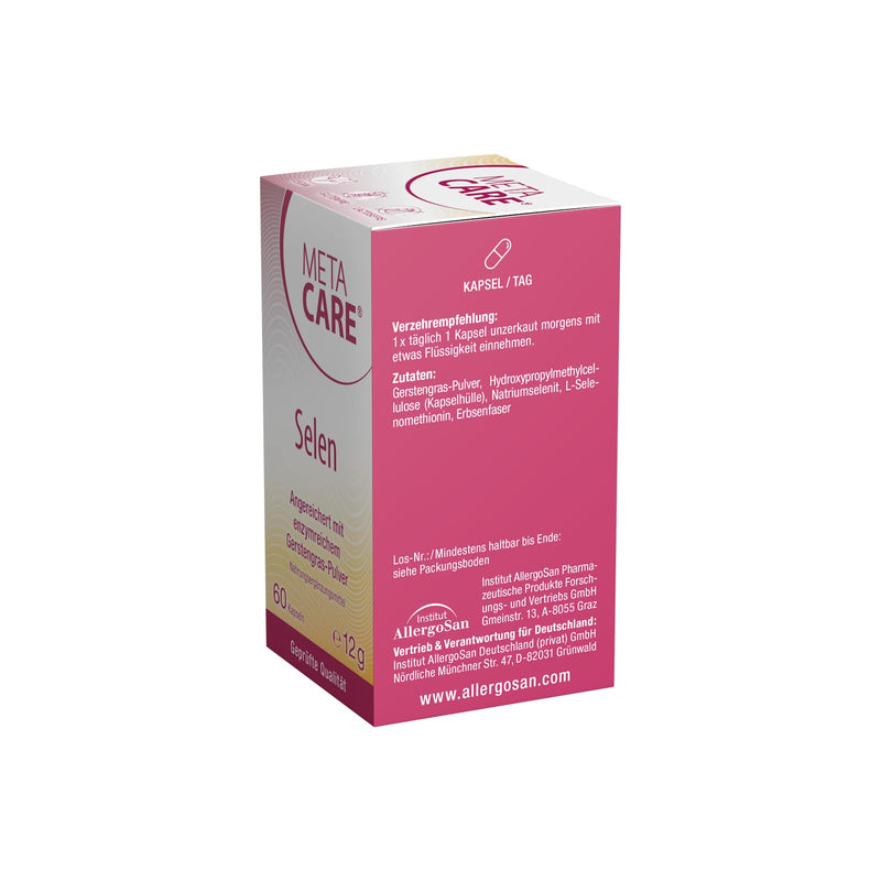 [Australia] - META CARE Selenium - With high-quality barley grass extract - Ideal for increased selenium requirements - High bioavailability - Vegan - 60 capsules 