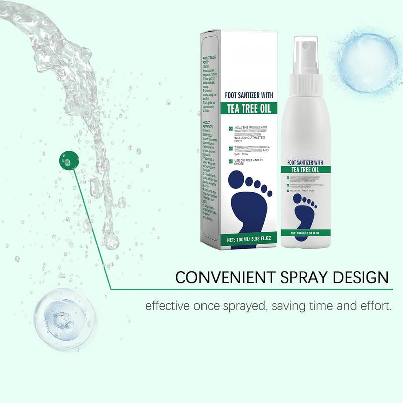 2PCS Foot Sanitizer Spray with Tea Tree Oil,Clear Foot Sanitizer Sprays,Tea Tree Oil Feet Spray, Foot & Shoe Freshness,Quick-Drying & Travel-Friendly,100 ml/3.5 oz