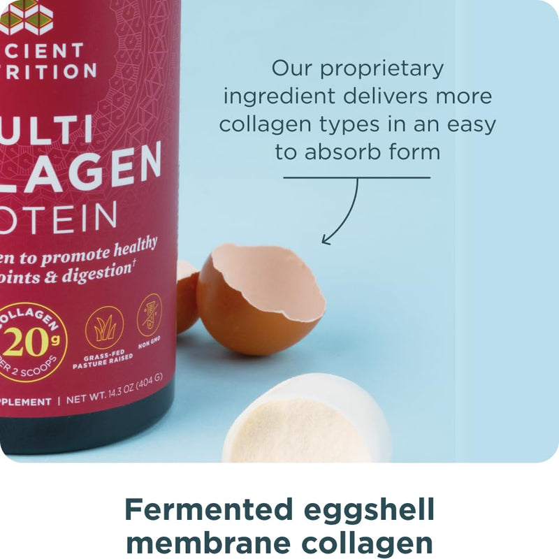 [Australia] - Ancient Nutrition Collagen Peptides Powder, Multi Collagen Protein, Women & Men, Vitamin C, Probiotics, Hydrolyzed Collagen, Supports Skin, Joints, Gut Health, Unflavored, 40 Servings 