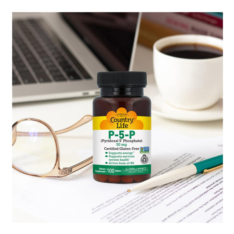 Country Life P-5-P Vitamin B6 50 mg, 100 Tablets | 50 mg P-5-P, the active form of vitamin B6, supports energy metabolism and nervous system health