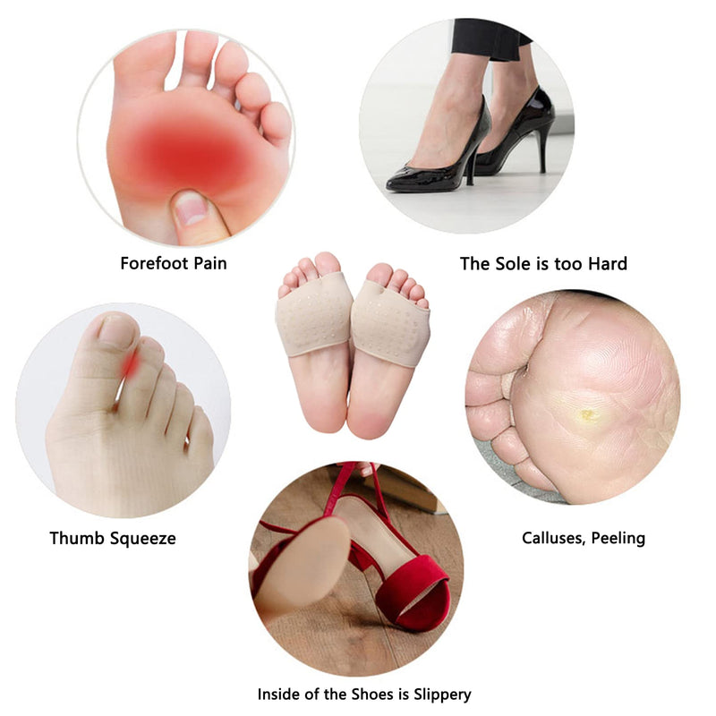 [Australia] - Metatarsal pads for women, 2 pairs of ball of foot pads, forefoot, ball of foot cushions for men, shoe pads, foot pads for pain relief with soft, breathable Lycra fabric (S) S 
