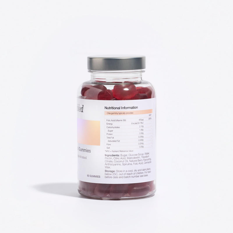 Unfabled Folic Acid Gummies for Women, 60 Berry Gummies, 400µg Folic Acid (Vitamin B9), Contributes to Normal Maternal Folate Status, Preconception Supplement, NHS Recommended Dose