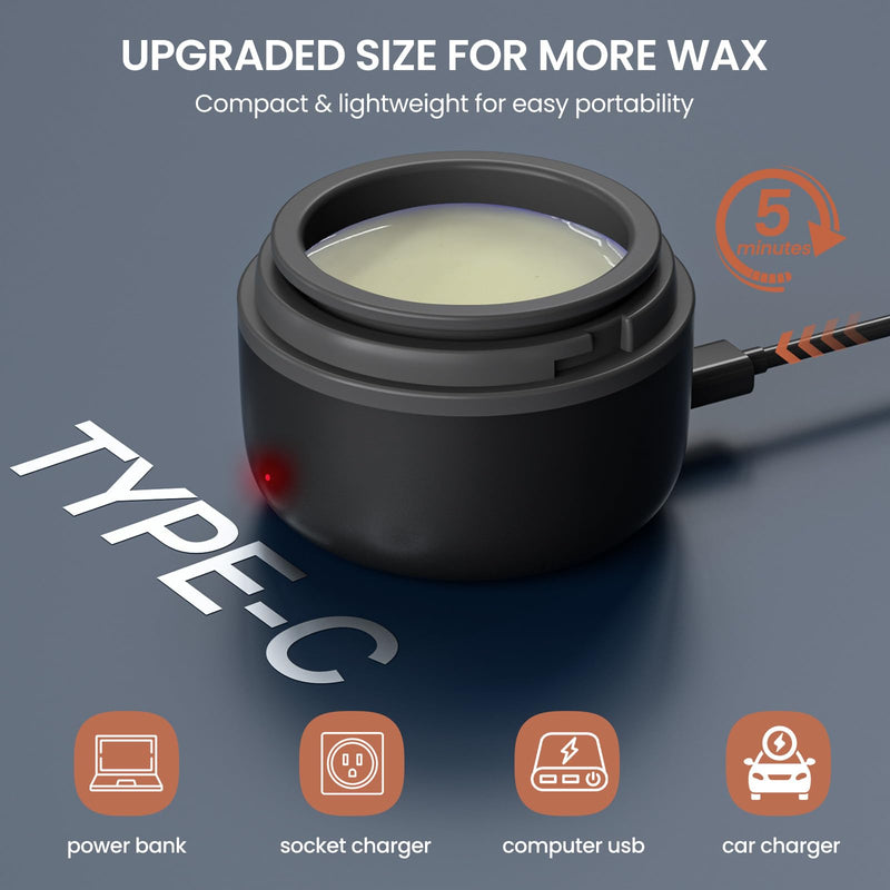 Nose Wax Kit Men, Ear Hair Removal For Men, Ear Hair Waxing Kit with 100 g Wax, 40 Nose Sticks, 20 Times Use, Usb Rapid Heating, Constant Temperature, Painless, Black