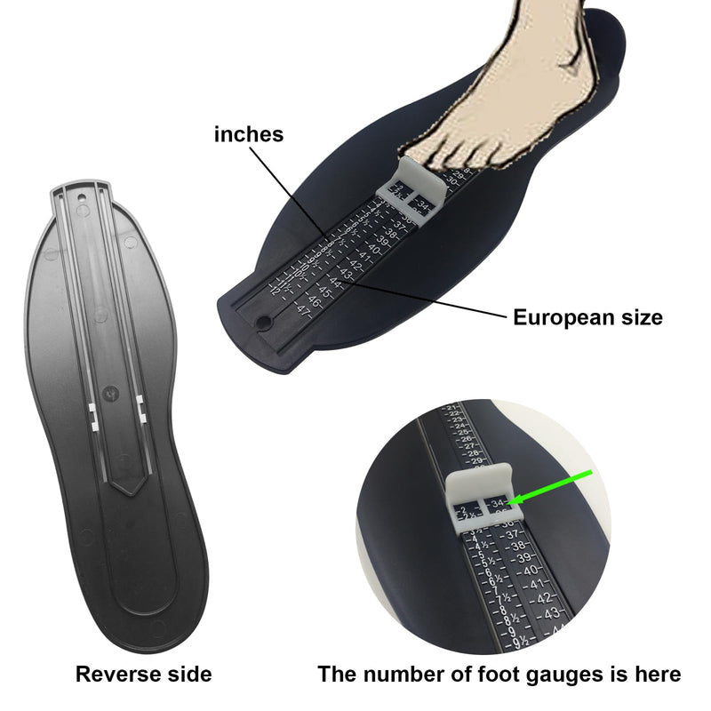 [Australia] - EEPLUYTY Foot Measurer, Black Foot Gauge, Kids Adults Foot Gauge-European and British, Suitable for Measuring Feet of Children and Adults, 18-47 (Comes with Tape Measure) 