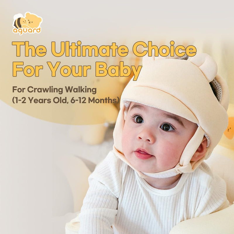 [Australia] - Baby Head Protector- Baby Helmet Cotton, Adjustable & Ultra-Lightweight Head Protector for Crawling & Walking Infants, Toddlers Bear(renewal) 