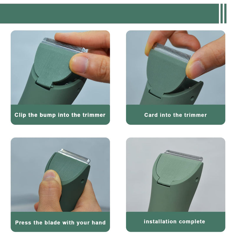 Audoc 3PCS Replacement Blades for Meridian Trimmer,Hygienic Ceramic Hair Replacement Blades for Meridian Body Trimmer (Onyx & Sage),Green 3PC