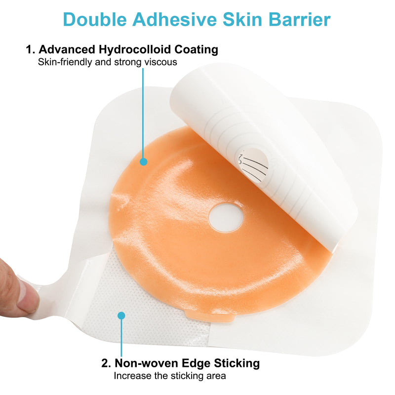 [Australia] - 21PCS Ostomy Bags,Colostomy Supplies,Two Piece Drainable Ostomy Pouch for Ileostomy Stoma Care, Cut-to-Fit (15pcs Bags+6pcs Barrier) 15+6pcs Two-piece Ostomy Bag 