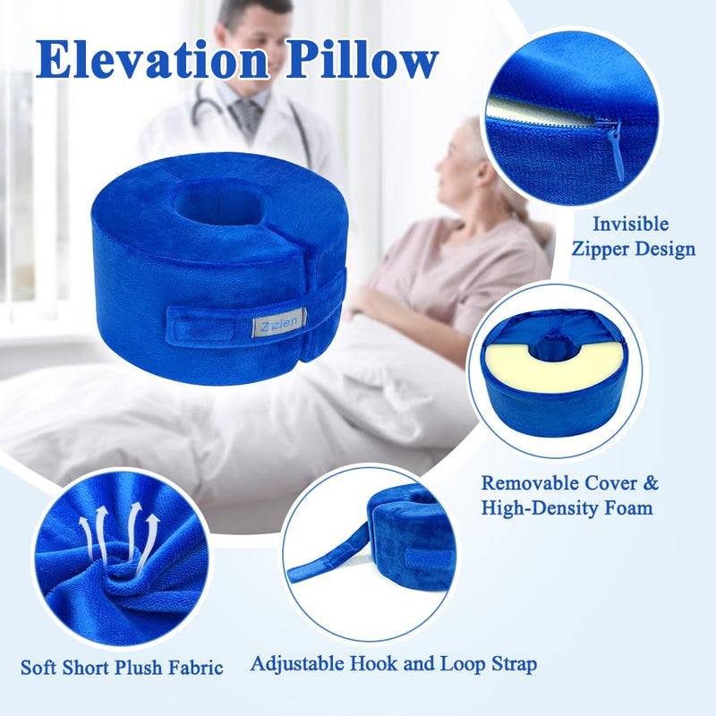 Zelen Foot Elevation Pillows Ankle Wedge Foot Support Pillow Heel Protectors for Pressure Sores Leg Rest Cushion for Bed Sores Ulcer Sleeping Ankle Protector Elevated Foam (Medium, 1 Pair)