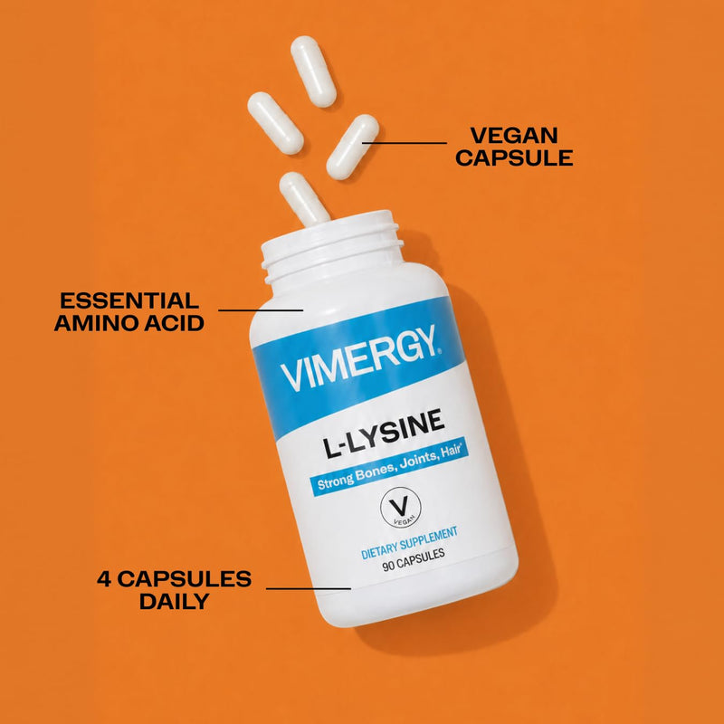 Vimergy L-Lysine – Promotes Healthy Skin, Hair & Nails* – Supports Healthy Metabolism* – Vegan, Non-GMO & Gluten-Free – 90 Capsules (Pack of 2) 90 Count (Pack of 2)