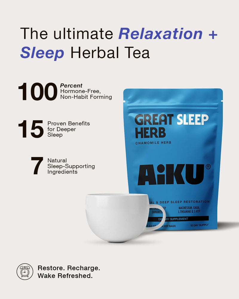 [Australia] - Great Sleep Herb | for Restful Sleep & Relaxation | Chamomile Tea with GABA, Magnesium & 5-HTP | Premium Herbal Sleep Support | USA Made - 15 Tea Bags (15 Day Supply) 