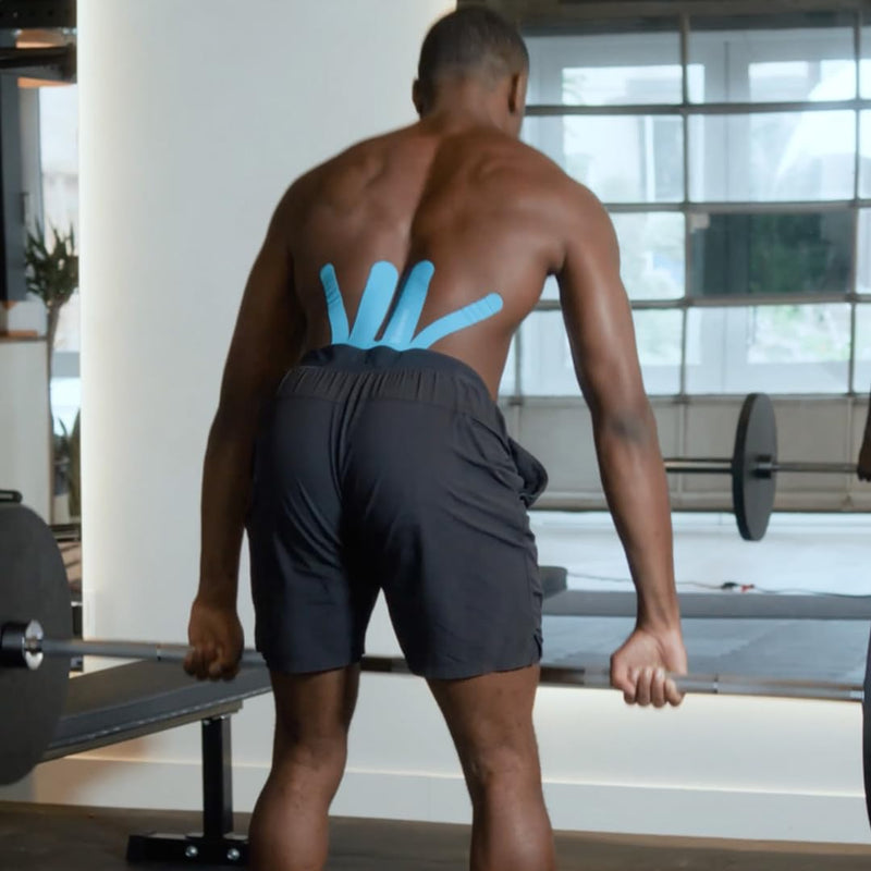 Spidertech Professional Pre-Cut Cotton Kinesiology Tape for Lower Back Pain and Support - for Athletes, Sports Physiotherapists, and Chiropractors, Pain Relief - Black (4 Pack)