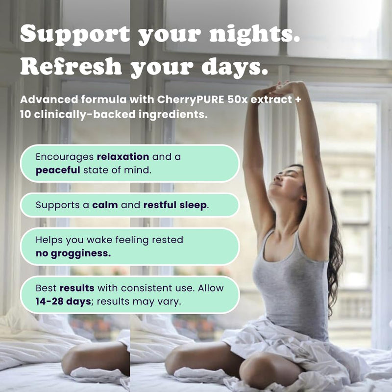 Sleepee Natural Nighttime Sleep Support - with Montmorency Cherry, Lemon Balm, L-Tryptophan & Magnesium - 60 Vegan Capsules, UK-Made 60 count (Pack of 1)
