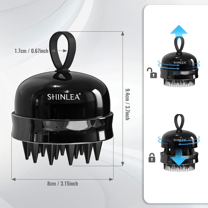 2 in 1 Scalp Massager Hair Growth,Scalp Scrubber with Soft Silicone Bristles for Dandruff Removal,Shampoo Brush for Exfoliation,Head Massager for Both Wet and Dry Use (Black) Black