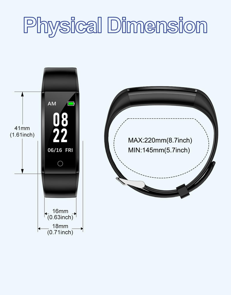 [Australia] - GRV Fitness Tracker Non Bluetooth Fitness Watch No App No Phone Required Waterproof Pedometer Watch with Steps Calories Counter Sleep Tracker for Men Women Parents Black 