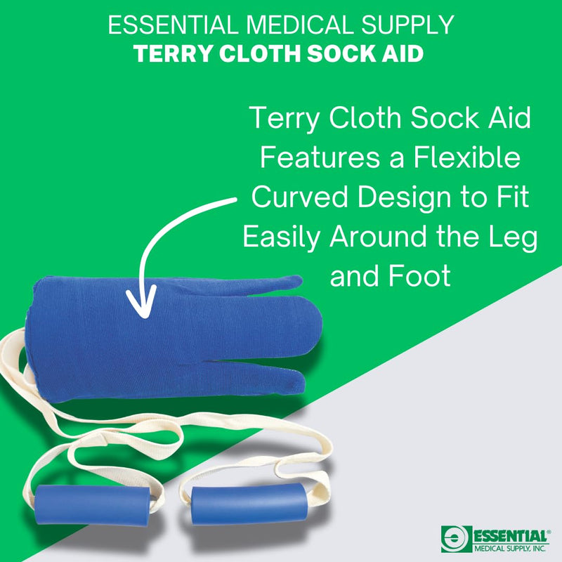 [Australia] - Essential Medical Supply Terry Cloth Sock Aid - Easy to Use Sock Helper Device for Daily Living for Seniors, the Elderly or Anyone Who Needs Help Dressing One Size Terrycloth 