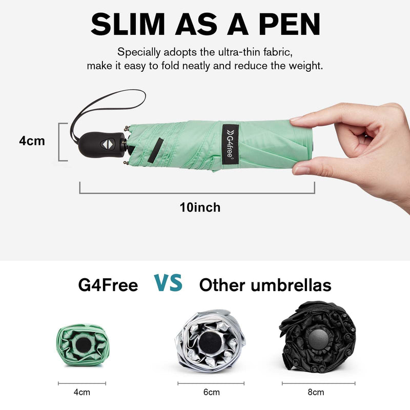 G4Free Travel Umbrella Ultralight UPF 50+ UV Protection Compact Umbrella Super Slim Small Mini Automatic Open and Close